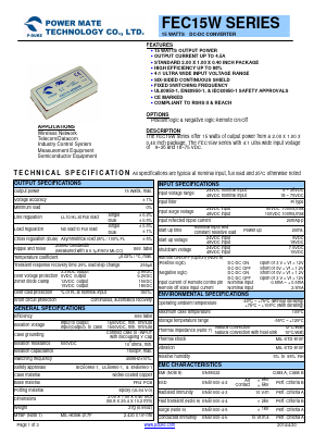 FEC15-48S15W Datasheet PDF Power Mate Technology