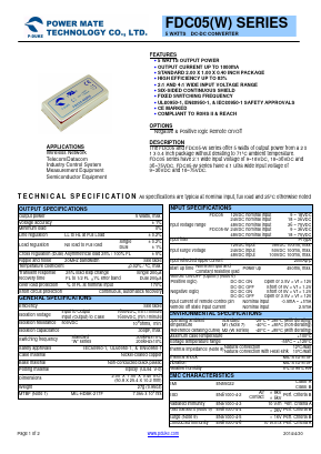 FDC05-12S05 Datasheet PDF Power Mate Technology