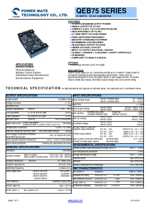 QEB75-48S3P3-PHS Datasheet PDF Power Mate Technology
