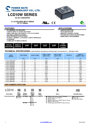 LCD10-48S05W Datasheet PDF Power Mate Technology