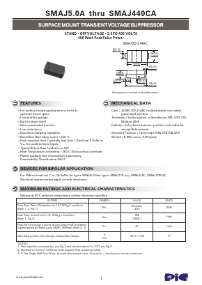 SMAJ5.0A Datasheet PDF PACELEADER INDUSTRIAL