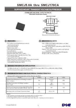 SMCJ9.0A Datasheet PDF PACELEADER INDUSTRIAL