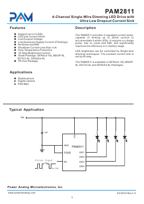 PAM2811CSCR Datasheet PDF Power Analog Micoelectronics