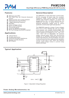 PAM2306VIN2YPAB Datasheet PDF Power Analog Micoelectronics