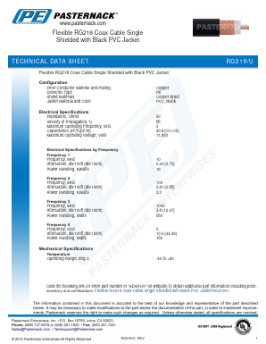 RG218-U Datasheet PDF Pasternack Enterprises, Inc.