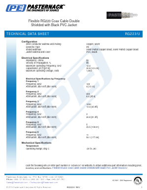 RG223-U Datasheet PDF Pasternack Enterprises, Inc.