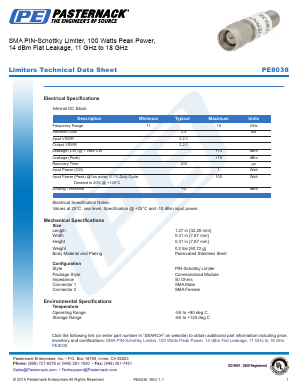 PE8038 Datasheet PDF Pasternack Enterprises, Inc.