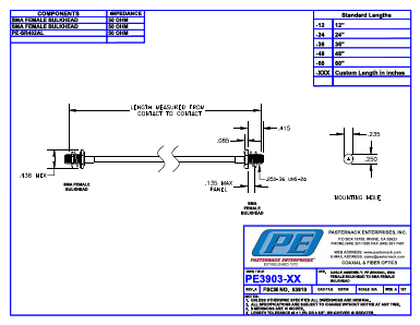 PE3903-12 Datasheet PDF Pasternack Enterprises, Inc.