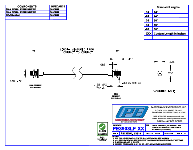 PE3903LF-60 Datasheet PDF Pasternack Enterprises, Inc.