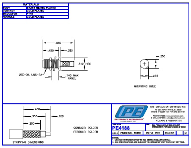 PE4188 Datasheet PDF Pasternack Enterprises, Inc.