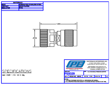 PE9329 Datasheet PDF Pasternack Enterprises, Inc.