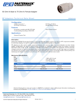 PE9349 Datasheet PDF Pasternack Enterprises, Inc.