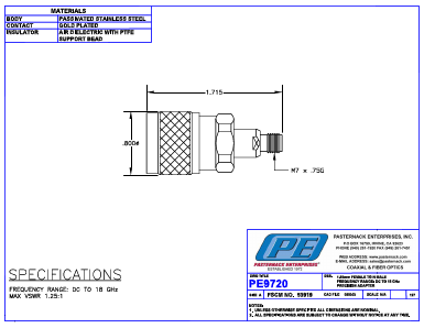 PE9720 Datasheet PDF Pasternack Enterprises, Inc.