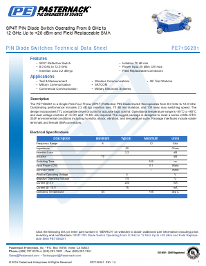 PE71S6281 Datasheet PDF Pasternack Enterprises, Inc.