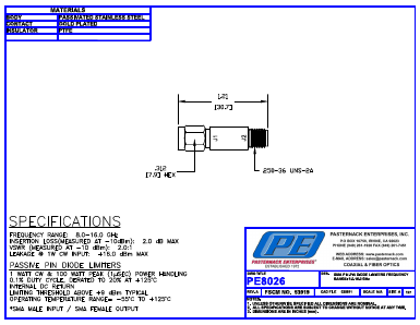 PE8026 Datasheet PDF Pasternack Enterprises, Inc.