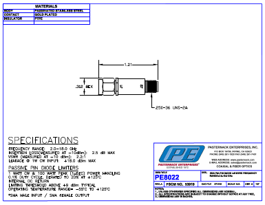 PE8022 Datasheet PDF Pasternack Enterprises, Inc.