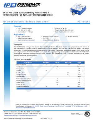 PE71S6265 Datasheet PDF Pasternack Enterprises, Inc.