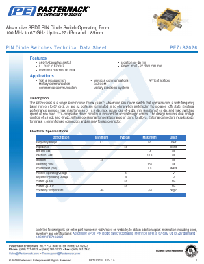 PE71S2026 Datasheet PDF Pasternack Enterprises, Inc.