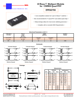 EPE6275S Datasheet PDF PCA ELECTRONICS INC.