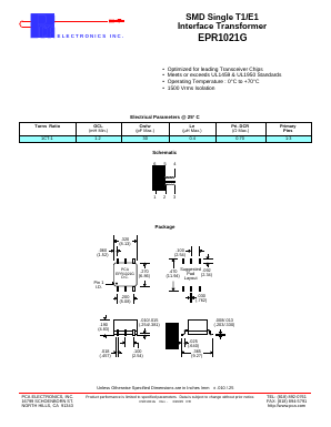 EPR1021G Datasheet PDF PCA ELECTRONICS INC.