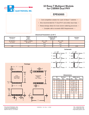 EPE6265S Datasheet PDF PCA ELECTRONICS INC.