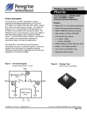 PE42750MLAA-Z Datasheet PDF Peregrine Semiconductor Corp.