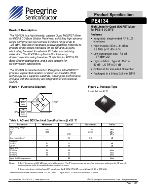 PE4134-01 Datasheet PDF Peregrine Semiconductor Corp.