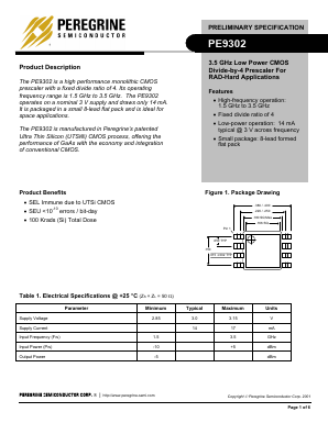 PE9302-00 Datasheet PDF Peregrine Semiconductor Corp.