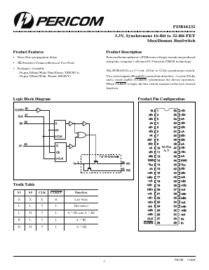 PI3B16232 Datasheet PDF Pericom Semiconductor Corporation
