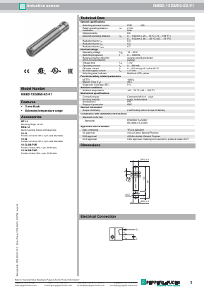 NBB2-12GM50-E2-V1 Datasheet PDF Pepperl+Fuchs Inc.
