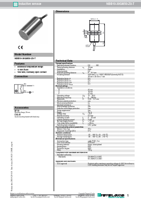 NBB10-30GM50-Z0-T Datasheet PDF Pepperl+Fuchs Inc.