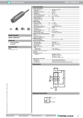 NBN4-12GM40-Z0 Datasheet PDF Pepperl+Fuchs Inc.