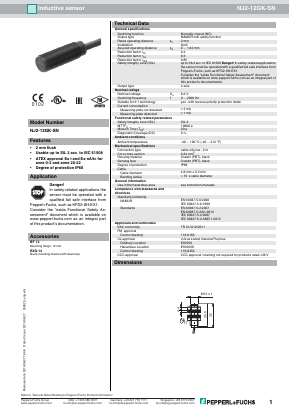 NJ2-12GK-SN Datasheet PDF Pepperl+Fuchs Inc.