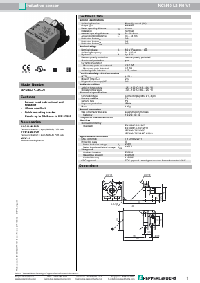 NCN40-L2-N0-V1 Datasheet PDF Pepperl+Fuchs Inc.