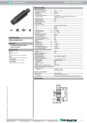 NEN20-18GM50-E0-V1 Datasheet PDF Pepperl+Fuchs Inc.