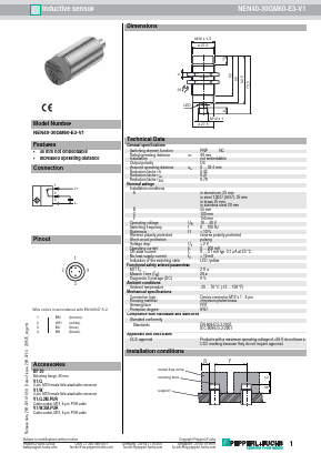 NEN40-30GM60-E3-V1 Datasheet PDF Pepperl+Fuchs Inc.