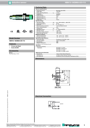 NBN15-18GM60-US-V12 Datasheet PDF Pepperl+Fuchs Inc.