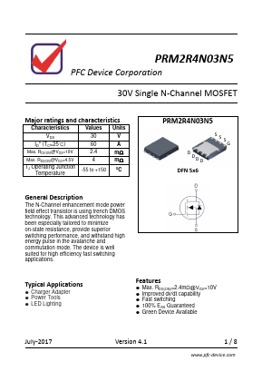 PRM2R4N03N5 Datasheet PDF PFC Device Inc.