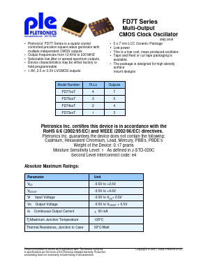 FD7445TLE-25.0M Datasheet PDF Pletronics, Inc.