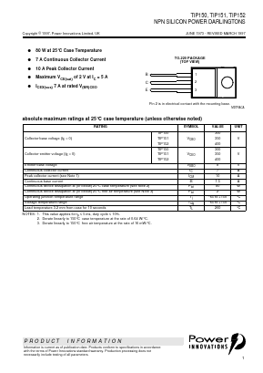 TIP150 Datasheet PDF Power Innovations Ltd