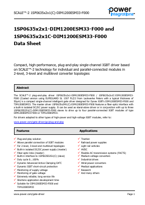 1SP0635D2S1-DIM1200ESM33-F000 Datasheet PDF Power Integrations, Inc.