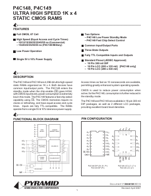 P4C149-12PC Datasheet PDF Semiconductor Corporation