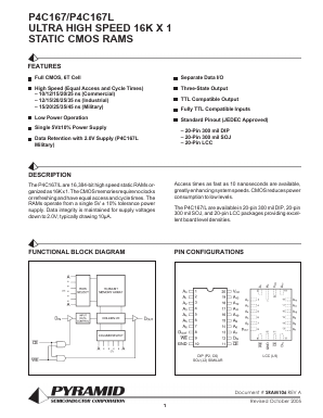 P4C167-25CI Datasheet PDF Semiconductor Corporation