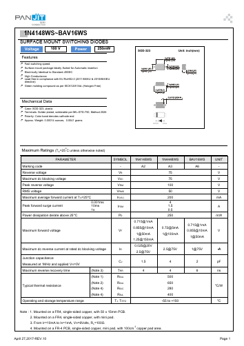 1N4148WS_R1_00001 Datasheet PDF PANJIT INTERNATIONAL