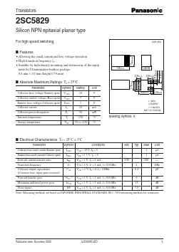 2SC5829 Datasheet PDF Panasonic Corporation