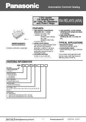 ARA200A4HX_17 Datasheet PDF Panasonic Corporation