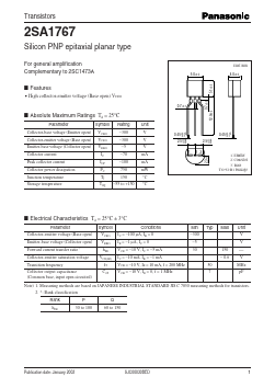 2SA1767 Datasheet PDF Panasonic Corporation