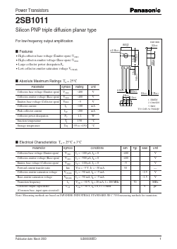 B1011 Datasheet PDF Panasonic Corporation