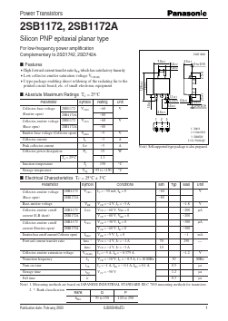 2SB1172 Datasheet PDF Panasonic Corporation