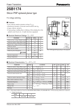 2SB1174 Datasheet PDF Panasonic Corporation